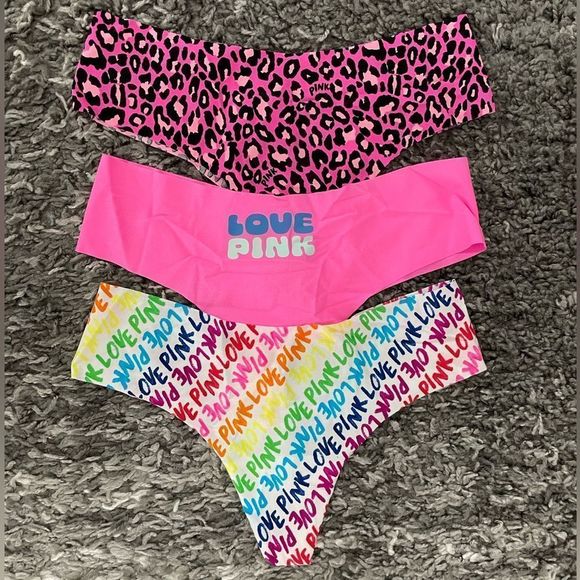 NWT PINK Victoria’s Secret No-Show Thong Panties Set - Picture 1 of 4